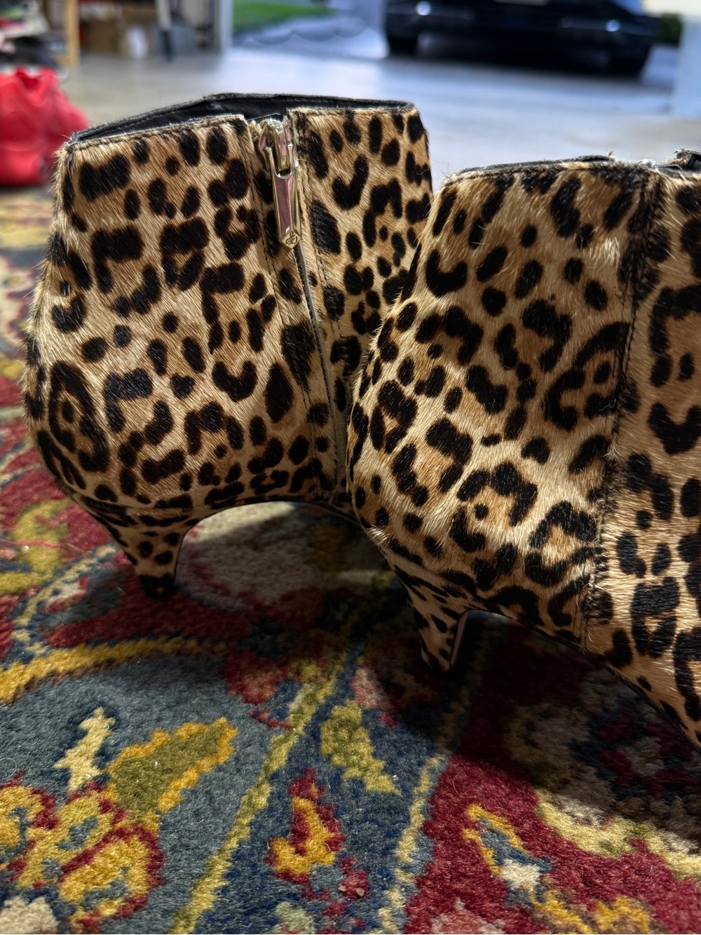 Sam Edelman Leopard Print Pointed Ankle Booties - Black & Tan - Picture 9 of 9
